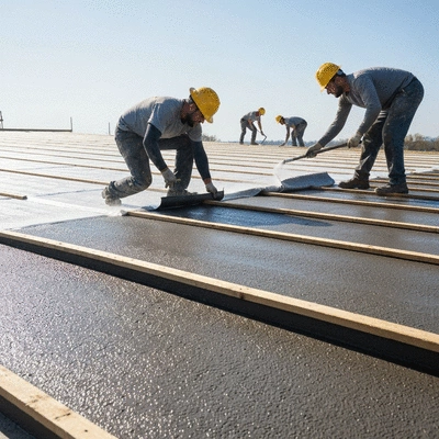 Roof waterproofing process in action